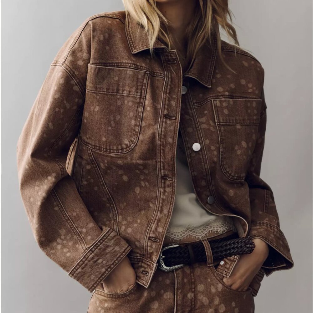 Pilcro Fawn Print Denim Jacket